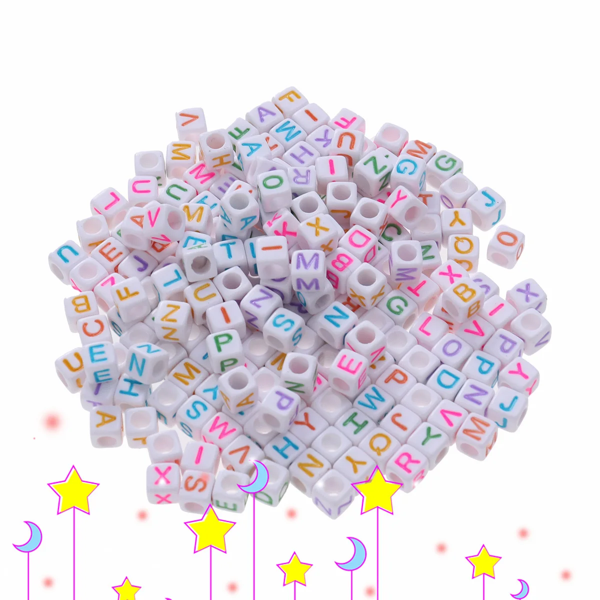 

200 Pieces Acrylic Colorful Alphabet Letter Cube Beads 6mm DIY Jewelry Making Bracelets Necklaces Educational Crafts