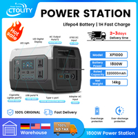 Ctolity 1000W Portable Power Station, 1800w Lifepo4 Battery, UPS Function, Pure Sine Wave Two, AC Outlets Port, Solar Generator