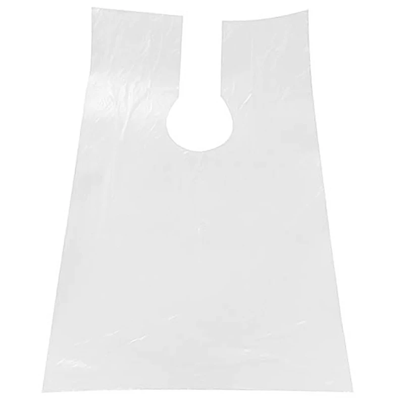

B46B-100Pcs PE Apron Disposable Long Barber Wai Cloth Perm Hair Salon Haircut Wai Hairdressing Cape Shawl 60X90cm