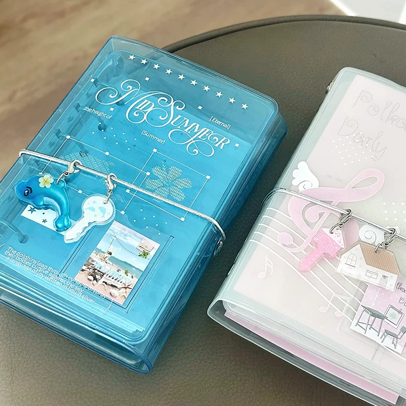 Verão oceano azul pasta a7 com três dobras pvc capa organizador refrescante planejador com charme acessório divisor páginas notebook escritório