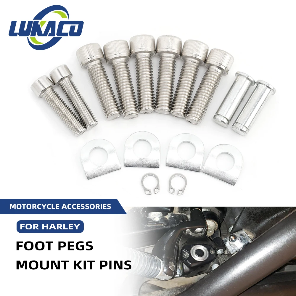 For Harley Sportster XL 883 1200 2014-UP Motorcycle Stainless Steel Foot Pegs Rear Passenger Footrests Pedal Mount Kit Pins Bolt
