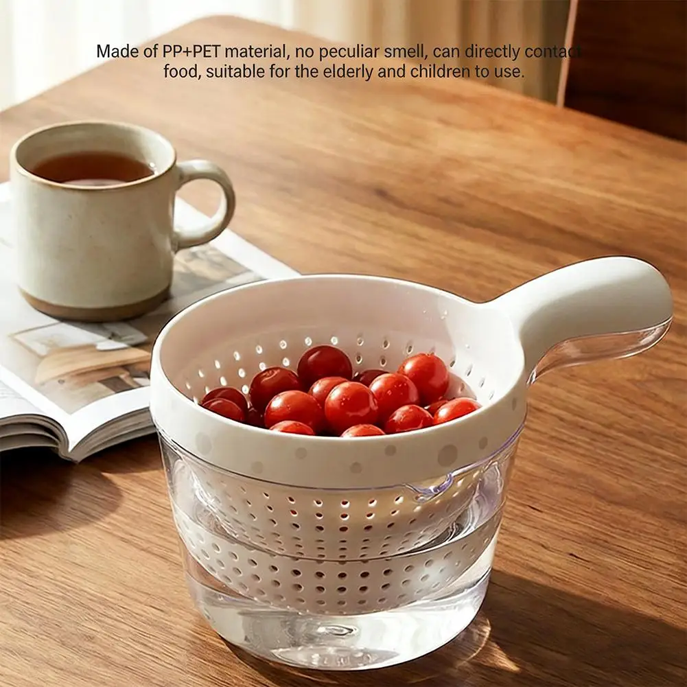 2 In 1 Double Drain Basket With Handle Plastic Detachable Drainage Basket Large Capacity Vegetable Washing Bowl ﻿