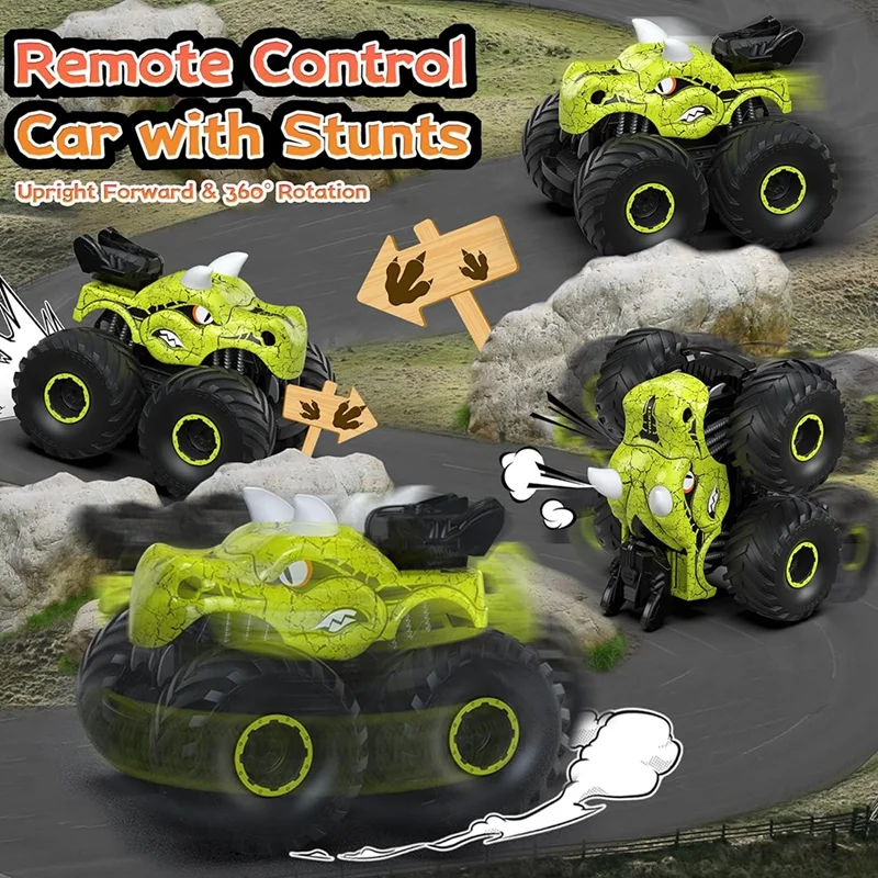 Remote Control Dinosaur Car Toys For Kid Boys, 2.4Ghz RC Truck With Light, Sound, Terrain Rechargeable RC Car