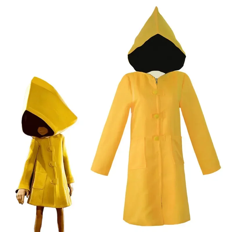 Little Nightmares 2 Mono Six Cosplay Costume Hungry Kids Little Six Yellow Long Jacket Coat Halloween Suit Raincoat