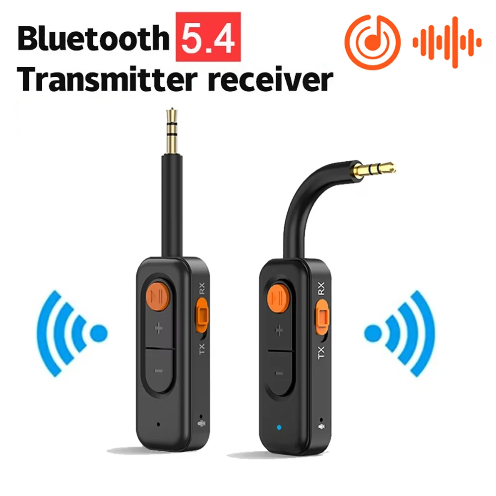 3.5mm Aux Bluetooth 5.4 Receiver Transmitter 2-in-1 Wireless Audio Adapter for TV Headset Car Radio Airplane MP3 Player Speaker