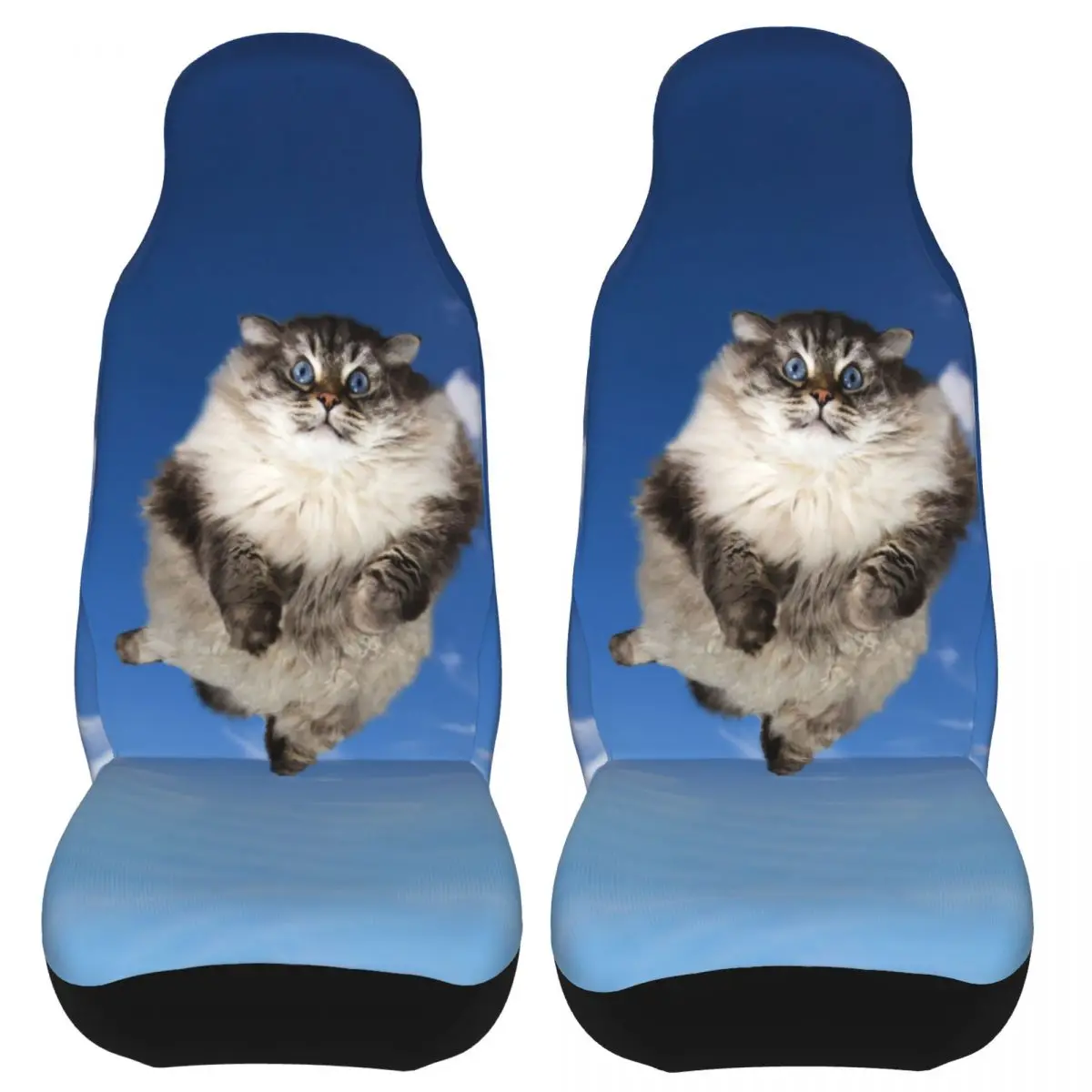 Funny Cat Flying In The Clouds Blue Sky Universal Car Seat Cover Four Seasons Women Car Seat Covers Fabric Car Accessories