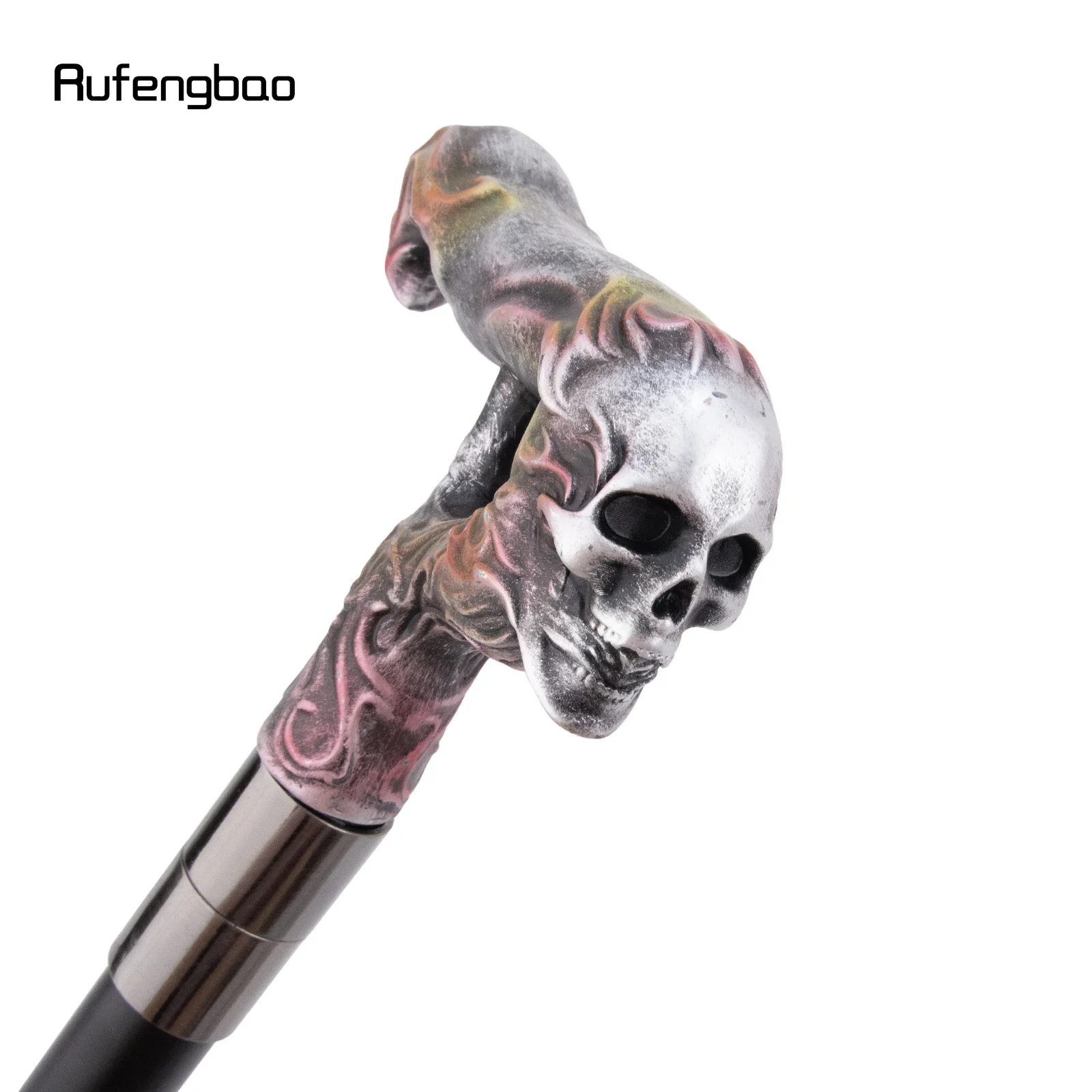 الفضة الراتنج طويل جمجمة رأس قصب ملون موضة ديكور الصلب عصا شهم أنيقة تأثيري قصب مقبض كروسيير 96 سنتيمتر #5