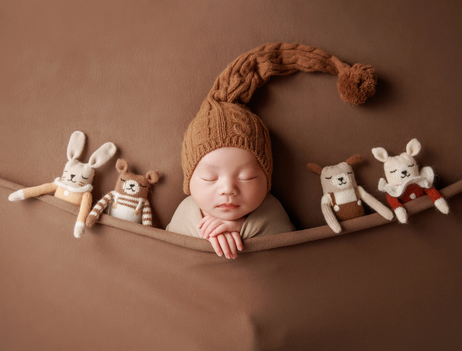 Stuffed Animal Toys Newborn Photography Props Knitted Mini Dolls Photo Big Ears Newborn Toys Baby Photography Accessories