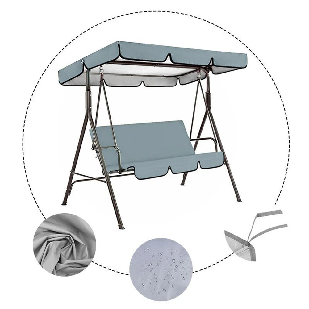 Swing Pedestal Canopy Replacement Set for 3-Pedestal Outdoor Swings with Dual-Layer Coverage for Sun and Rain Shielding