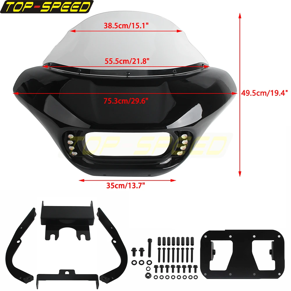 Front Fairing LED DRL W/Turning Signal Light Shark Fairing Cowl Kit For Harley Dyna FXDL FXDBB FXDFSE Super Wide Glide FXD FXDWG