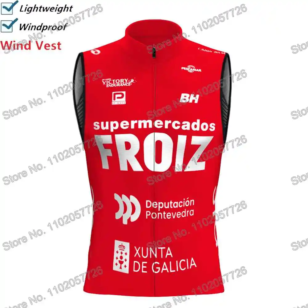 G.D. Supermercados Froiz 2025 Chaleco de ciclismo Cortavientos carrera profesional Chaleco de viento Hombres Verano Maillot de bicicleta de carretera Sin mangas BTT Mujer Chaqueta de bicicleta Ropa de deporte