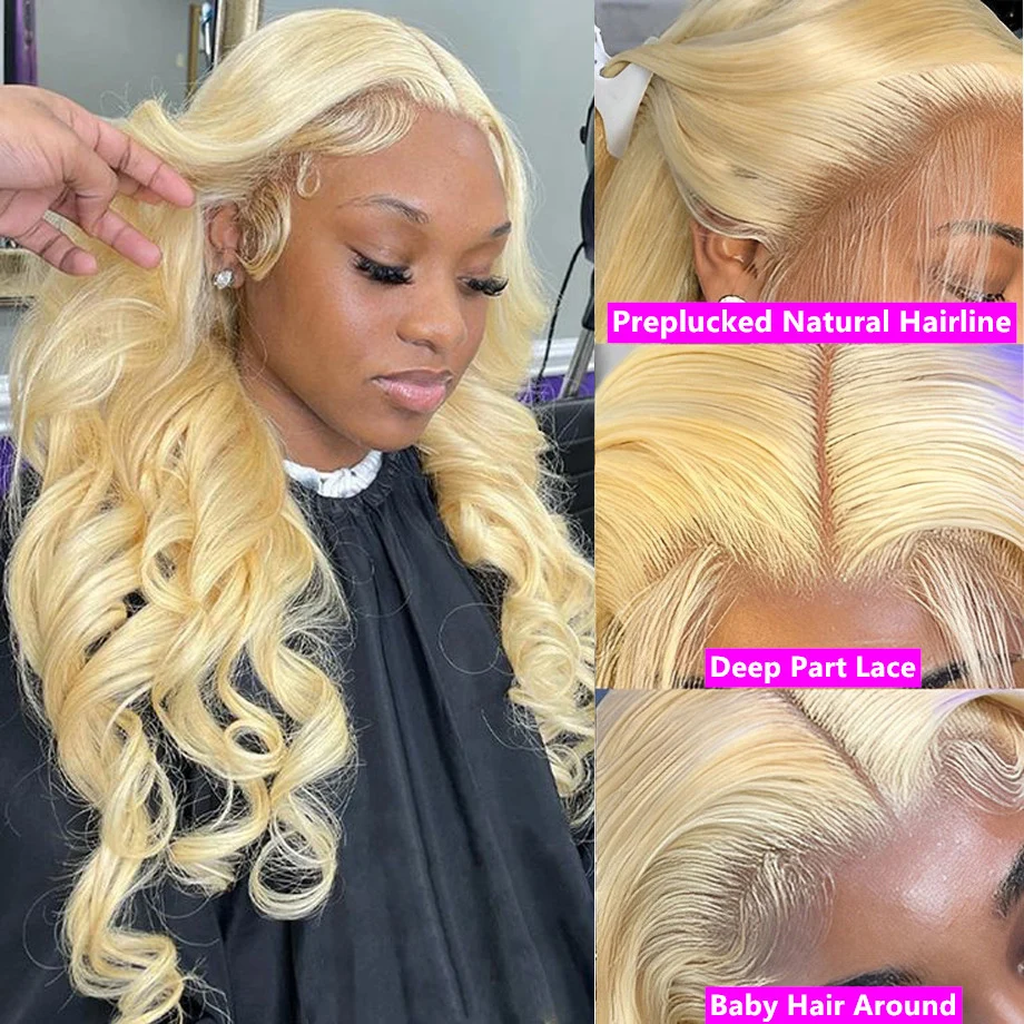 30 Inch Body Wave Blonde 613 Lace Front Wigs Brazilian 13x4 Hd Lace Frontal Wig Transparent Pre Plucked Human Hair For Women