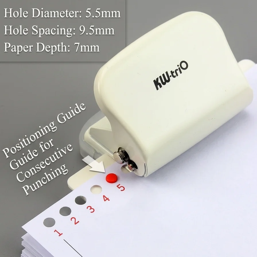 Paper Punch 3 Hole - 3/6/9穴ペーパーパンチャー、A4・A5・B5ルーズリーフノート用調整可能パンチ、手動穴あけ器、オフィス・学生文具