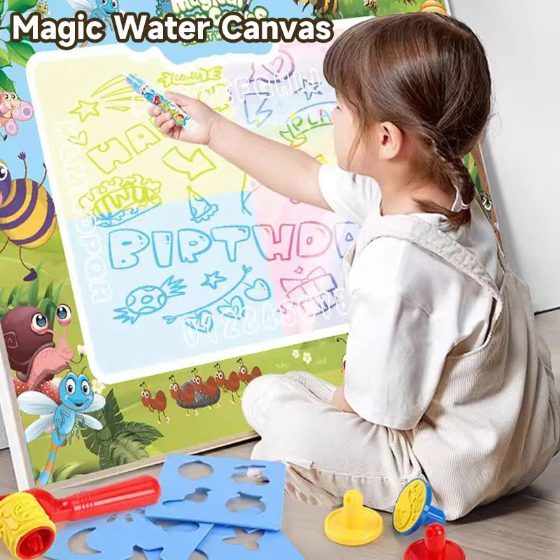 Kids Coolplay Magic Water Drawing Mat Coloring Doodle With Reusable Magic Pens Montessori Painting Educational Toys Kids Gifts