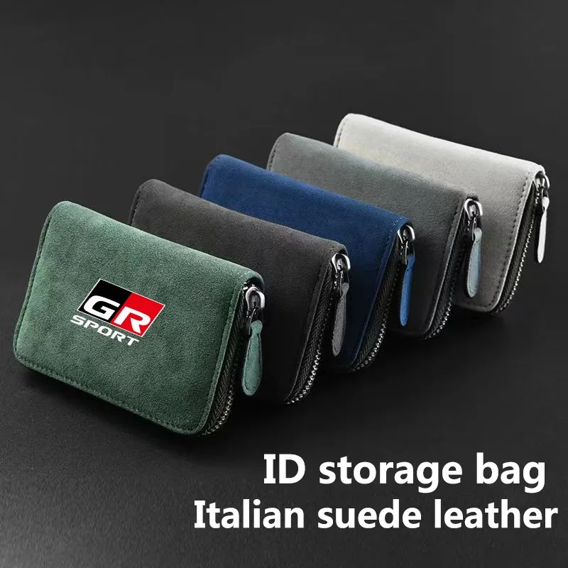 Car Suede Leather Portable Storage Box Driver\'s License ID Card Storage Bag for Toyota GR GAZOO RACING Car Accessories