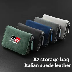 Car Suede Leather Portable Storage Box Driver's License ID Card Storage Bag for Toyota GR GAZOO RACING Car Accessories