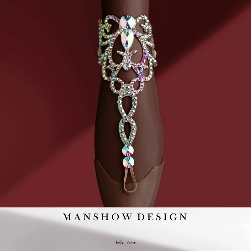 customized belly dance bracelet Latin performance accessories foot chains handmade hot stamping diamond hooks toe rings