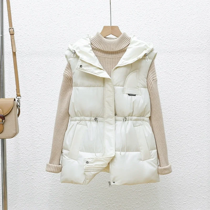 Autumn Winter Down Cotton Vest Female The Waist Joker Thicke Warm Sleeveless Jacket Women Waistcoat Ladies Tops Chaleco Mujer
