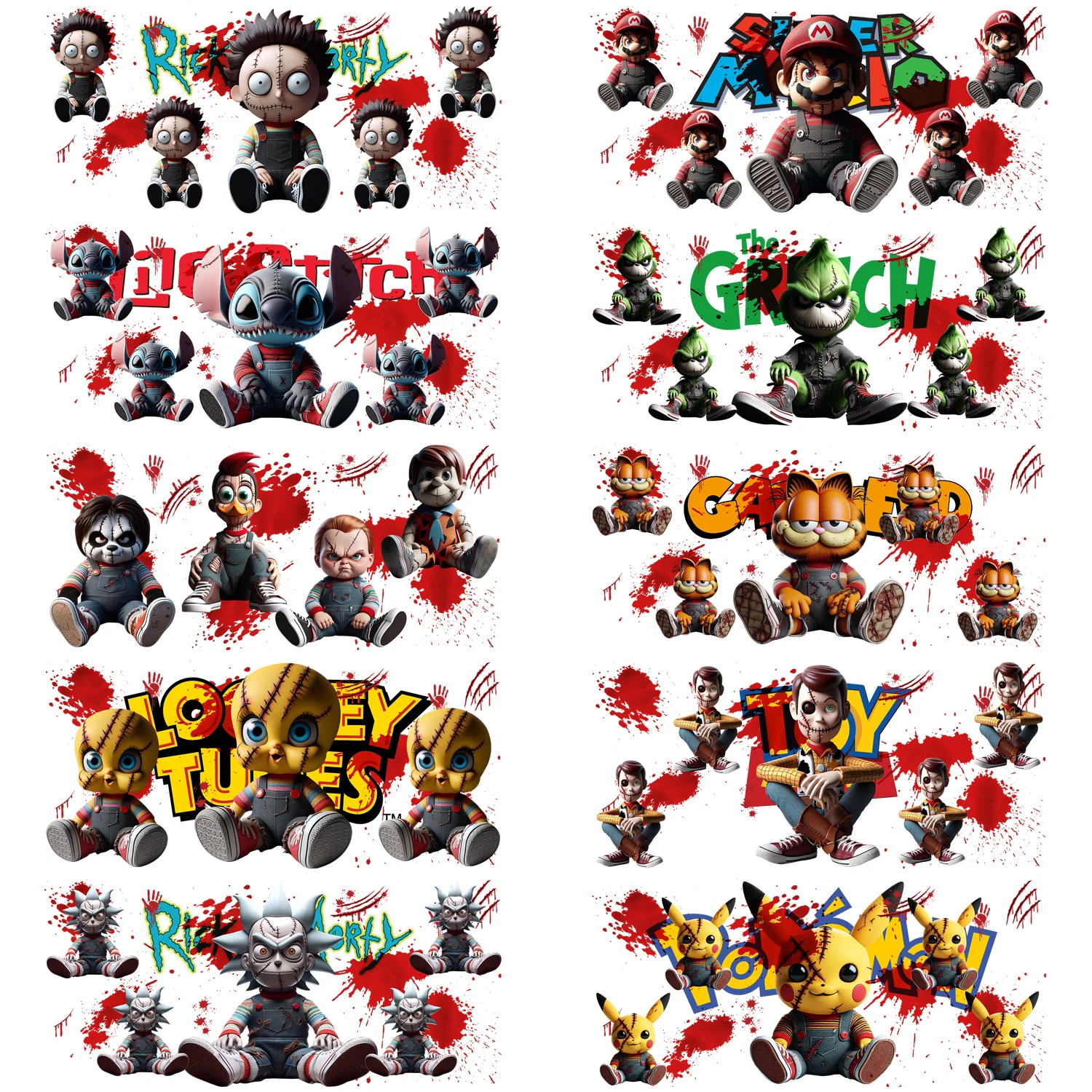 

Horror Anime Series easy peel waterproof DIY Decals 3D transfers uvdtf crystal stickers 16oz uv dtf cup wraps for Libbey Glasses