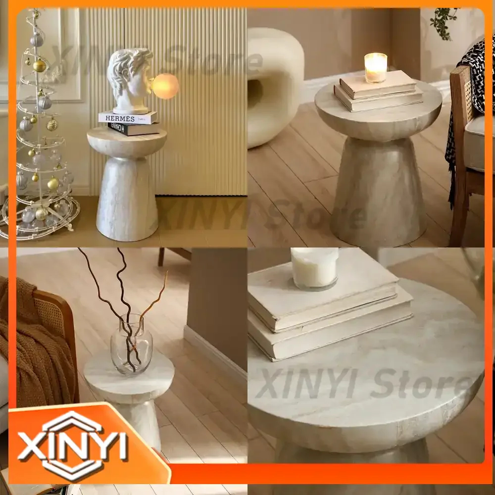 Scandinavian Vintage Side Table for Home Decor Coffee Table for Living Room Bedroom Balcony Corner Table Round One-Piece