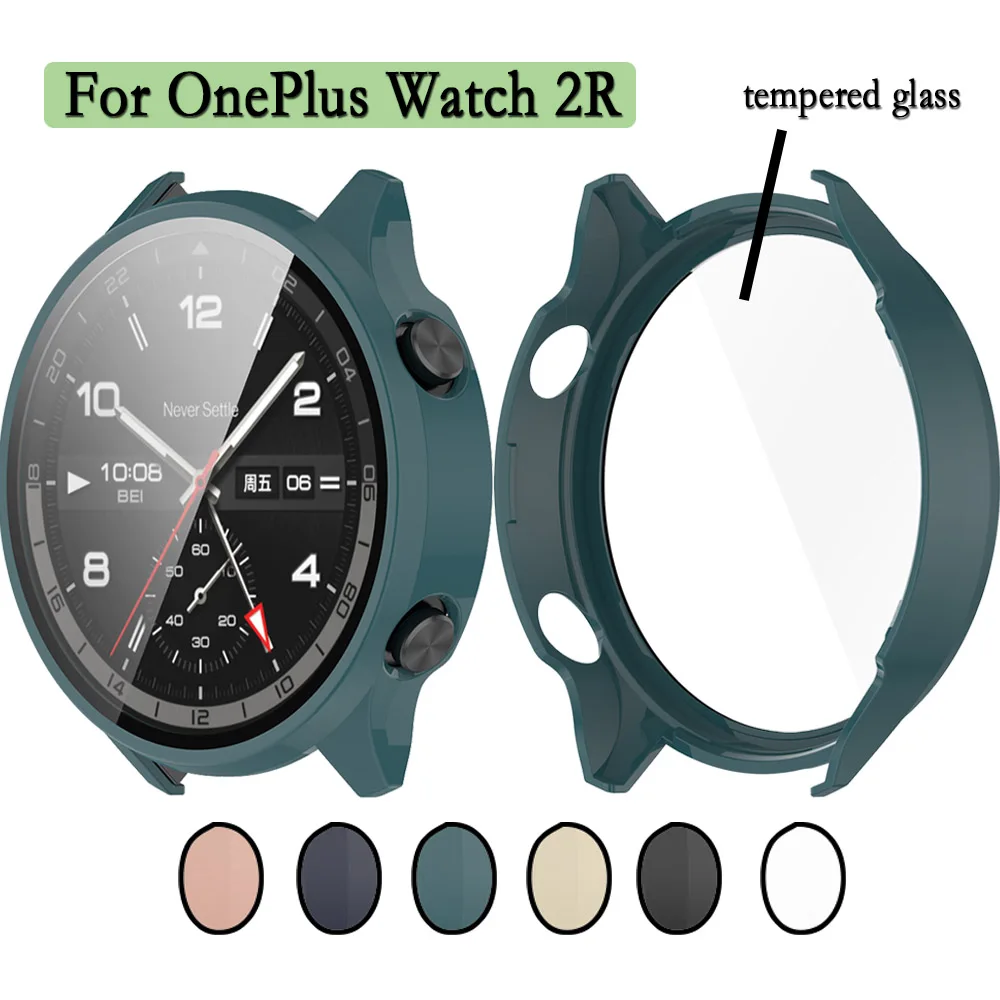 For OnePlus Watch 2R Watch Case 2 in 1 Protective Case With Tempered Glass PC Watchcase For OnePlus Watch 2R
