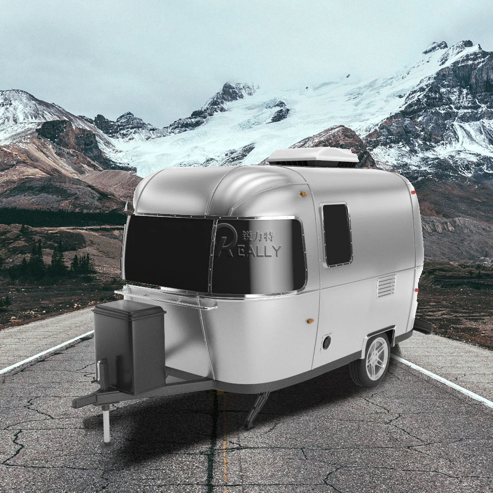 Camión de Catering de acero inoxidable CE, remolque móvil personalizado de comida Airstream para Pizza, barbacoa, hamburguesa
