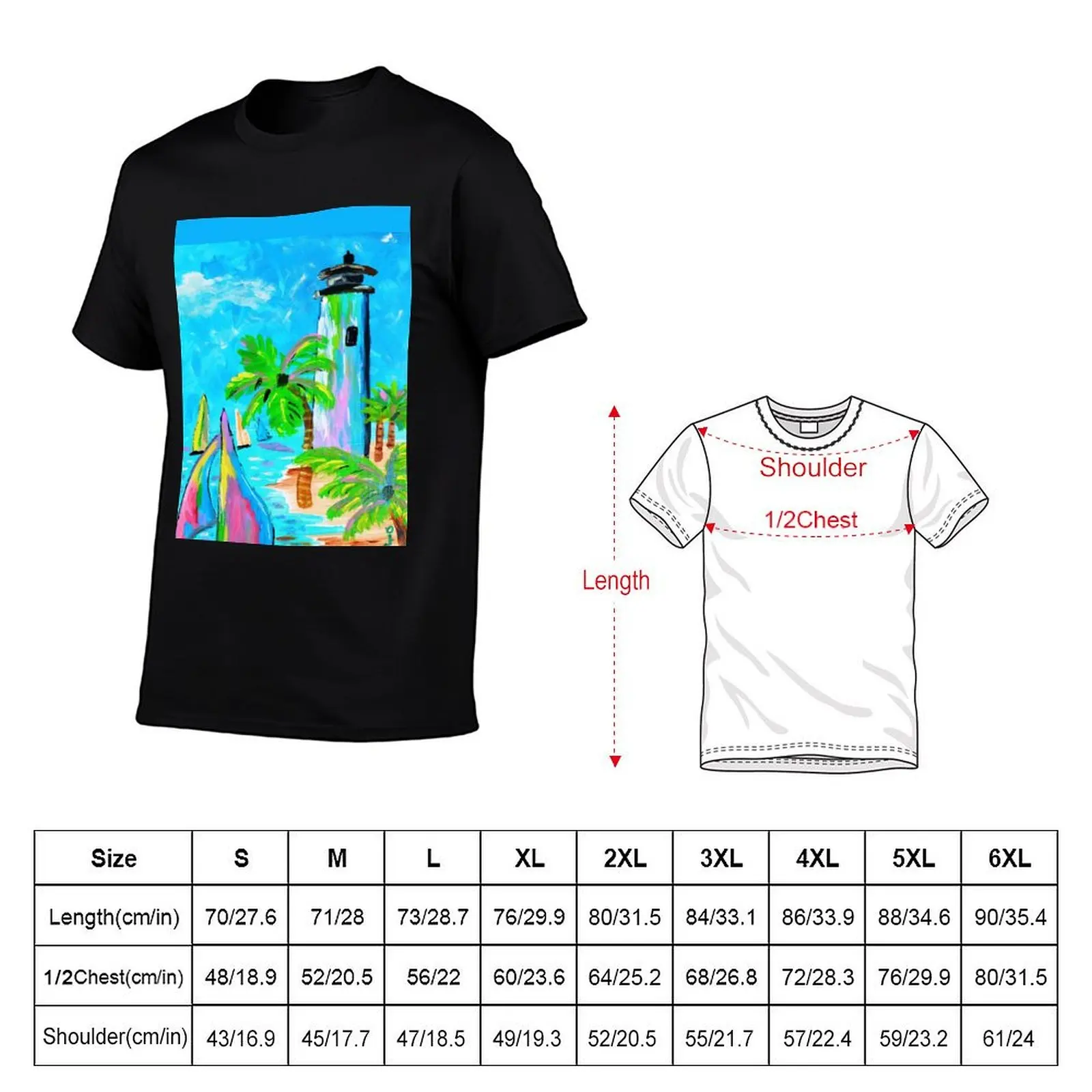 Colorful Lighthouse - Original artwork Dody Denman T-Shirt oversizeds man clothes cute clothes shirts men graphic