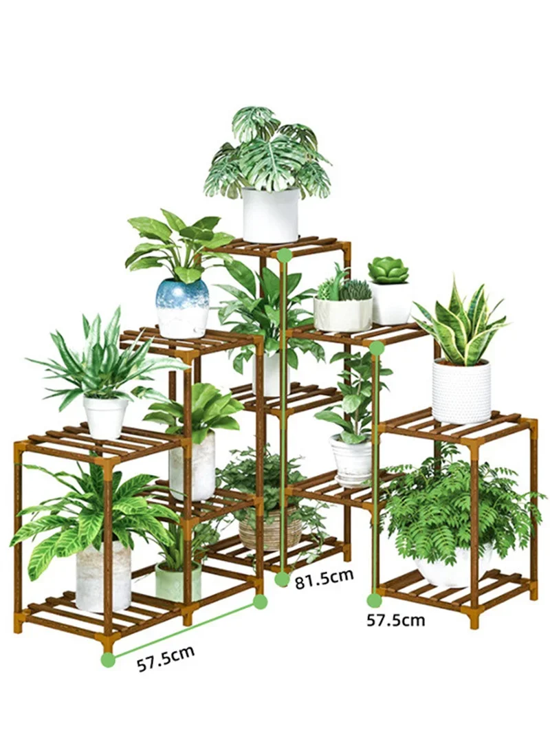 Wood Plant Stand Indoor Outdoor Ladder Plant Display Shelf Balcony Plant Storage Rack Flower Rack Holder