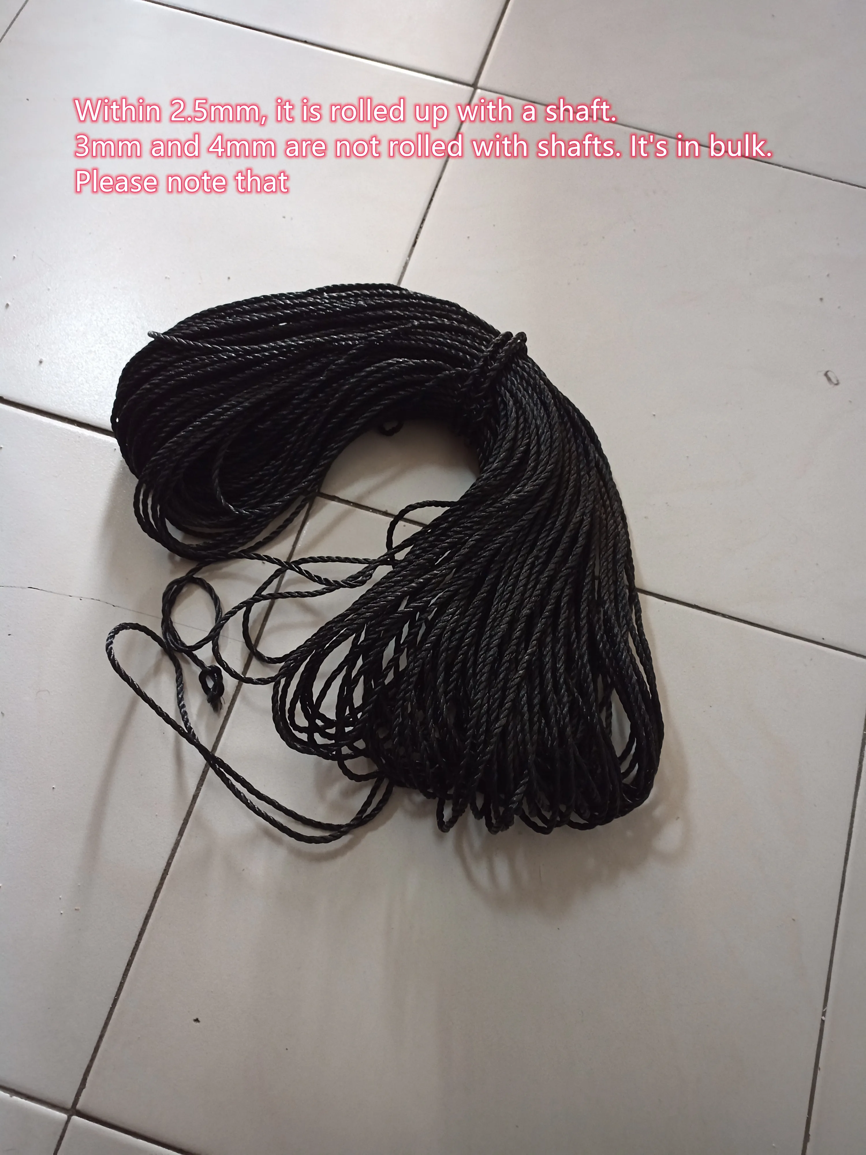 1/2/3 Black Nylon Rope Polyethylene Climbing Gardening Corda Net String Construction Line Binding Corde