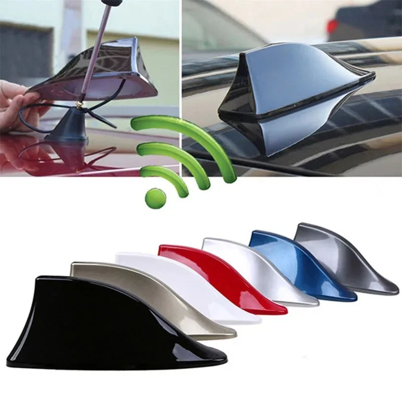 

2pcs Roof Mount Shark Fin Antenna - Car Roof Aerial, Radio AM FM Antenna Option, Exterior Styling Accessory for Vehicles, Topper