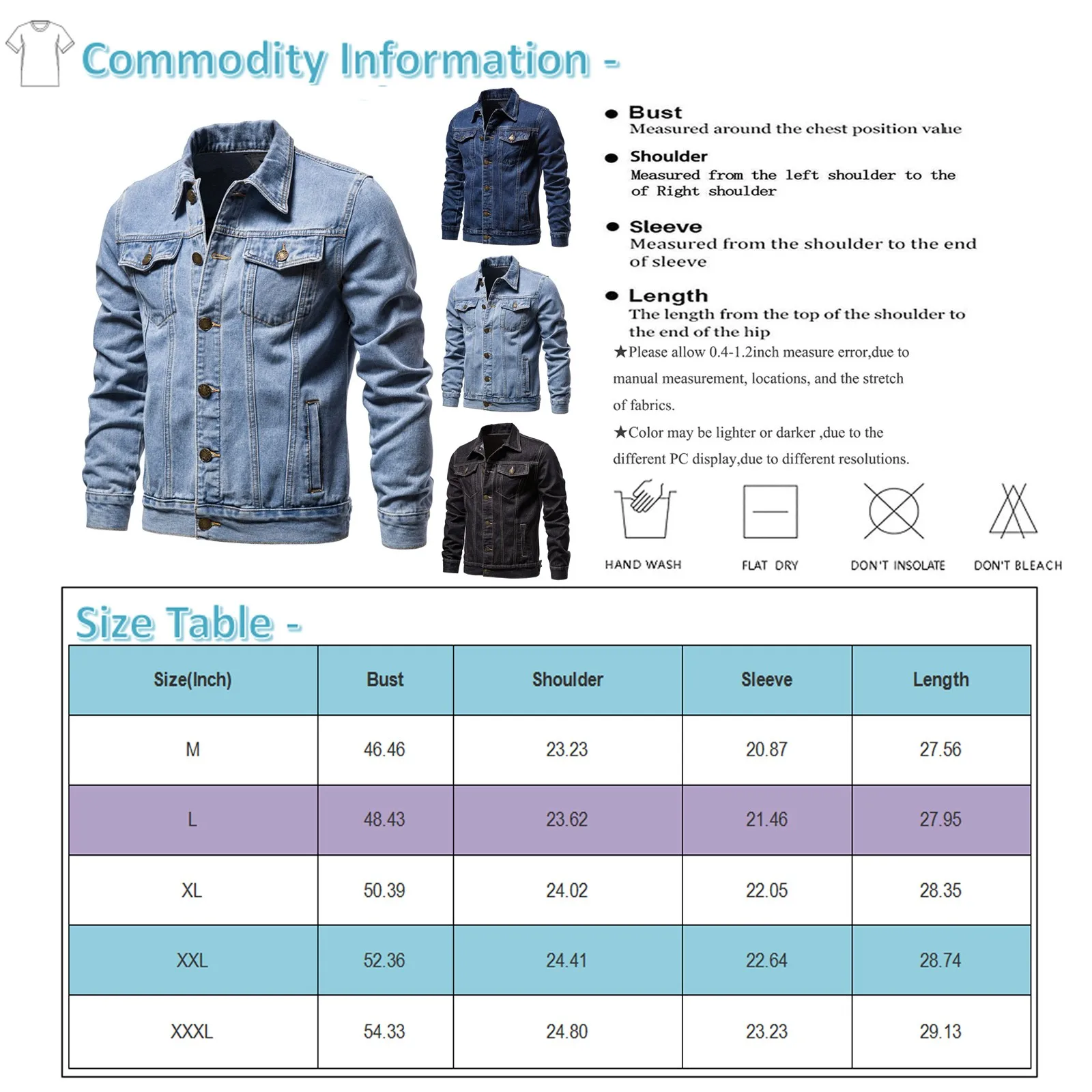 Classic Denim Jacket Men's Vintage Buttons Spring Autumn Skinny Work Jackets Stand Collar Long Sleeves Streetwear Cowboy Tops