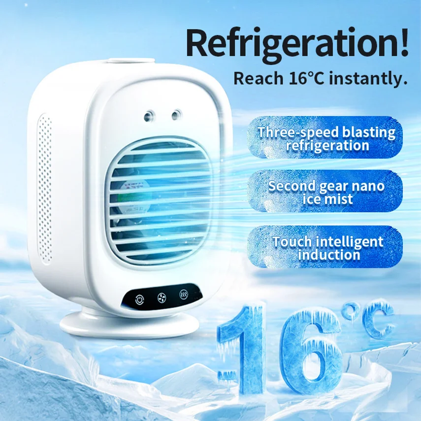 Portable Mobile Air Conditioner Spray Fan For Car And Office Desktop, Usb Rechargeable Small Cooler