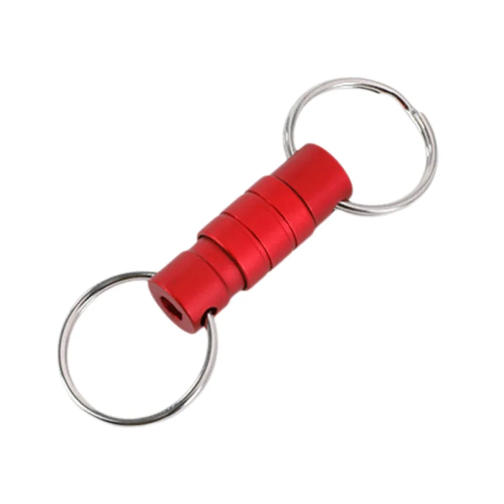 New Double Headed Quick Release Keychain 360° Rotation Retractable Detachable Keychain Mini Aluminum Alloy Keys Fob EDC Tool