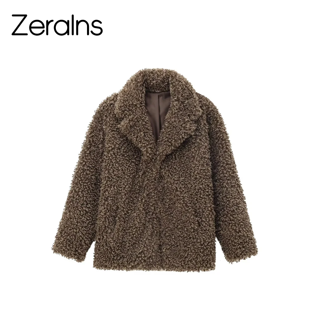 

ZERAINS European and American style women's clothing new 2025 fashion versatile artificial fur effect short coat jacket