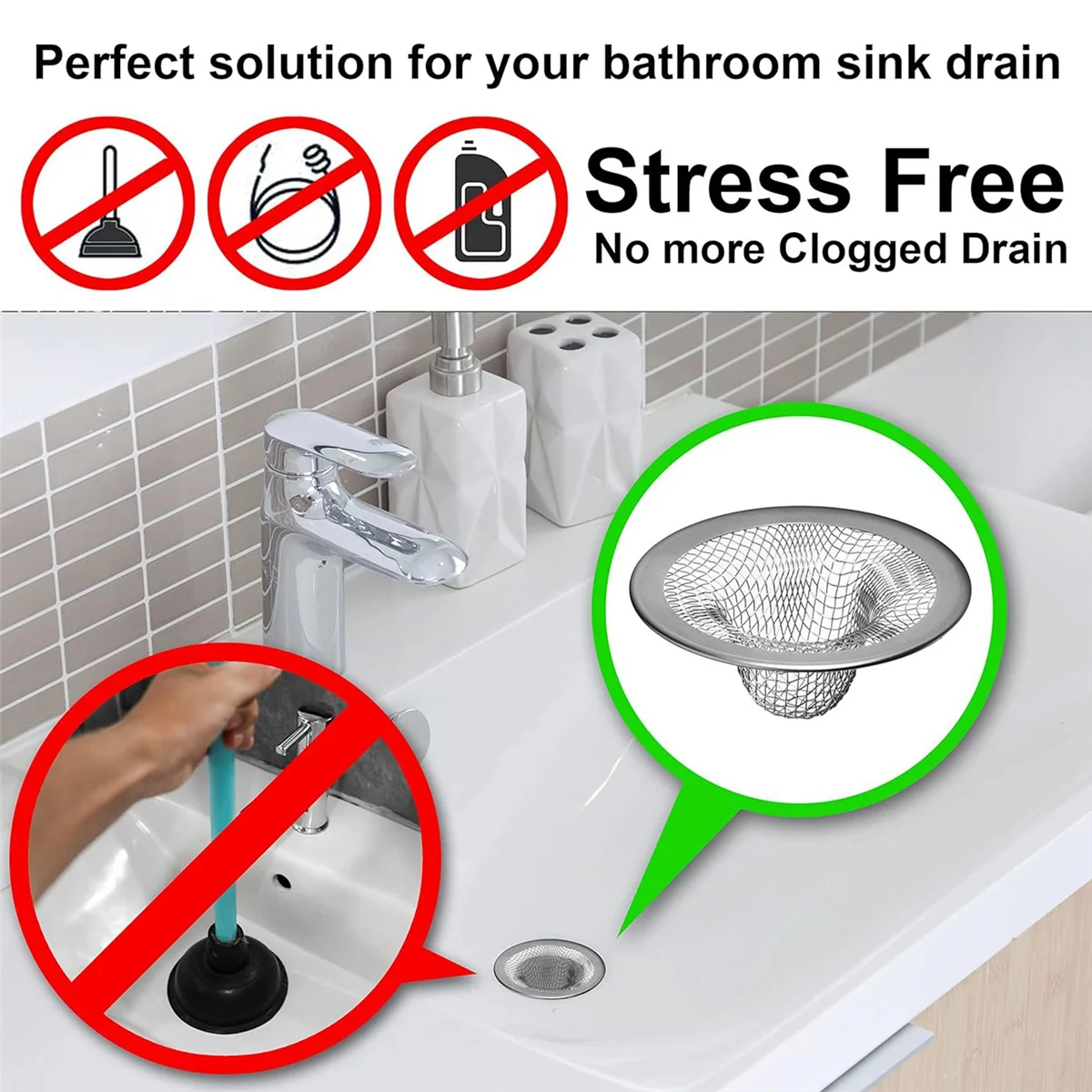 12PCS 2.125Inch Top / 1Inch Basket- Mesh Sink Drain Strainer Hair Catcher for Bathroom Sink, Utility, Slop, Laundry, RV