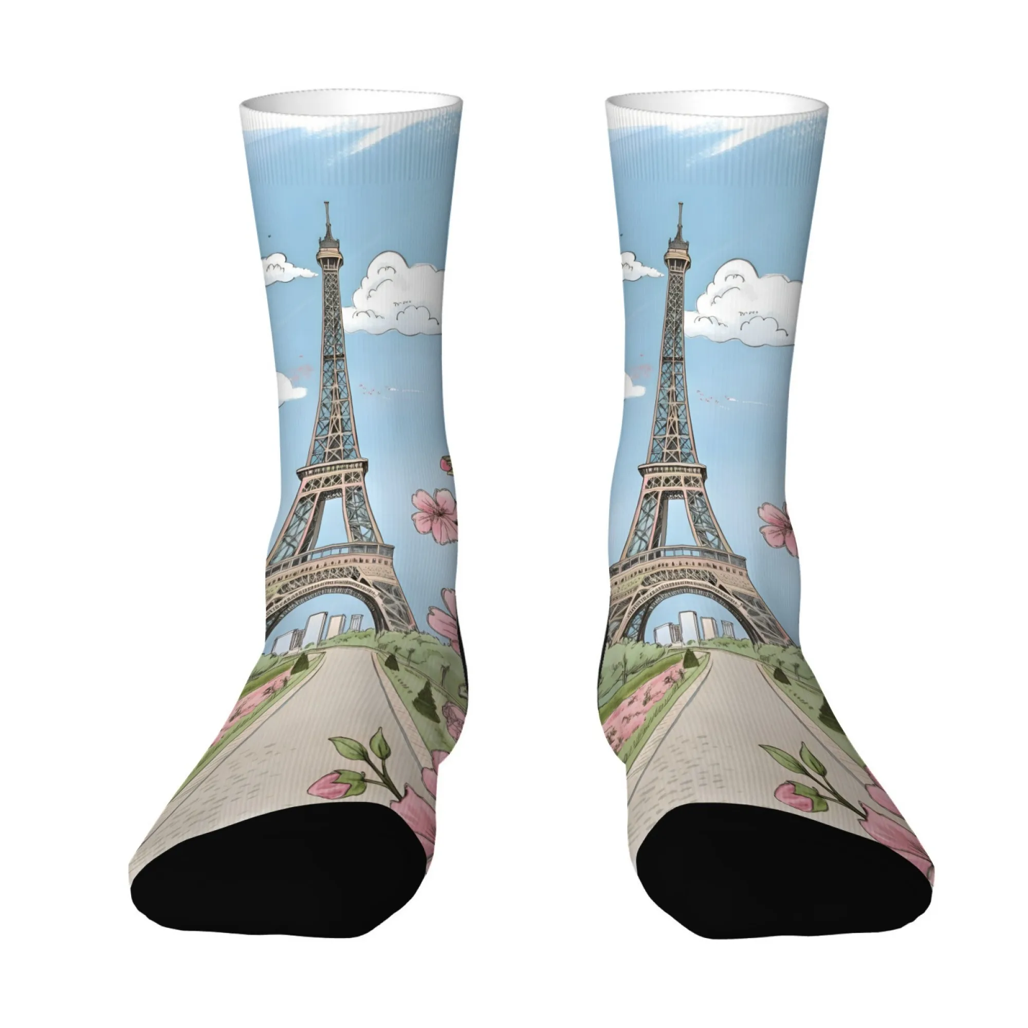 Calzini da sogno di Parigi Bellissimo design floreale della Torre Eiffel Idea regalo da viaggio perfetta Calzini da equipaggio a tema città romantica per lei