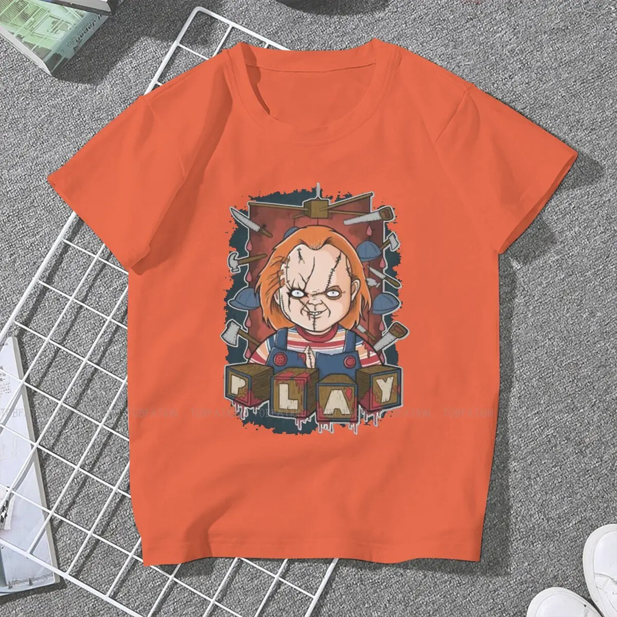 Bloody 4XL 5XL TShirt Chucky Old Fashioned Doll Pure Cotton Basic T Shirt Woman Tops Individuality Hot Sale