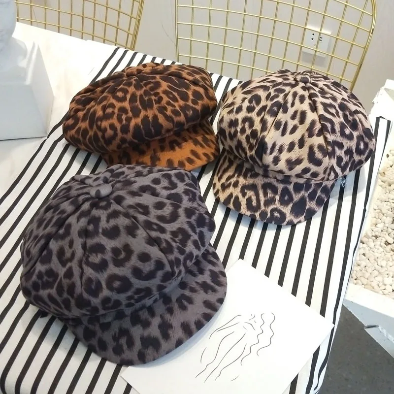 Fashion Autumn Winter Women Sexy Beret Vintage Leopard Printed Hat Beanie Cap Ladies Girls Casual Hats