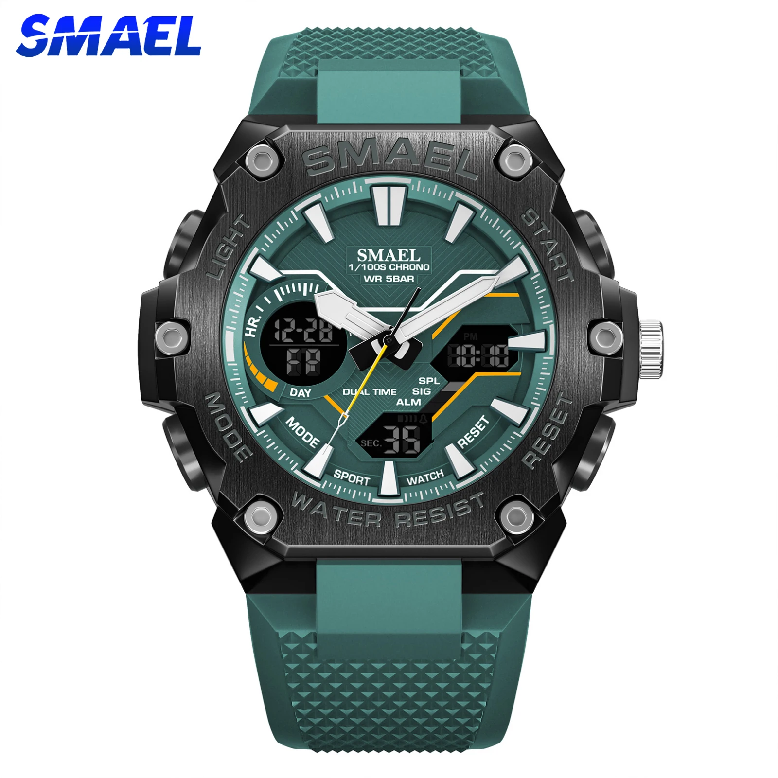 SMAEL-Montres de sport étanches pour hommes, montres-bracelets pour adolescents, montre-bracelet numérique LED, heure des touristes, réveil, marque, 8101, 50m