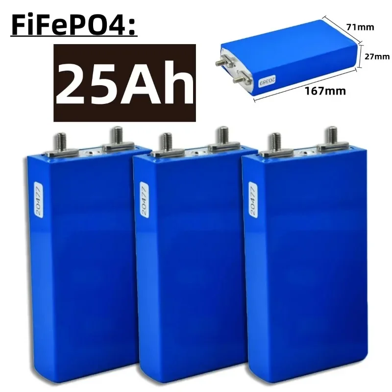 3.2V 25Ah LiFePO4 Battery Cell 25000mAh Lithium Iron Phosphate Deep Cycles for Diy 12V 24V 36V 48V Solar Energy UPS Power