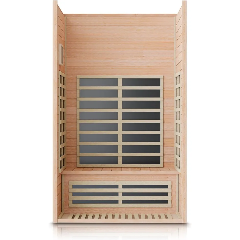 2 Person Infrared Sauna for Home, Low EMF, Canadian Hemlock, 360° Surround Heating, Bluetooth, Timer & Temperatur