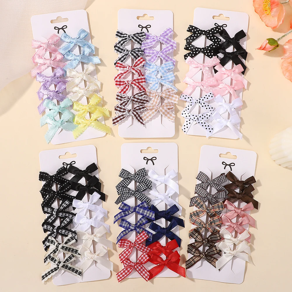 12 Teile/satz Mini Bowknot Haarspangen für Mädchen Y2K Spitze Seite Band Grips Mode Party Dress up Zubehör für Kinder