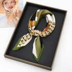 Fashion Crepe Lozenge Silk Scarfs Women Headband Neck Ties Hair Scarf Hijab Female Hairband Design Neckerchief Scarves Foulard
