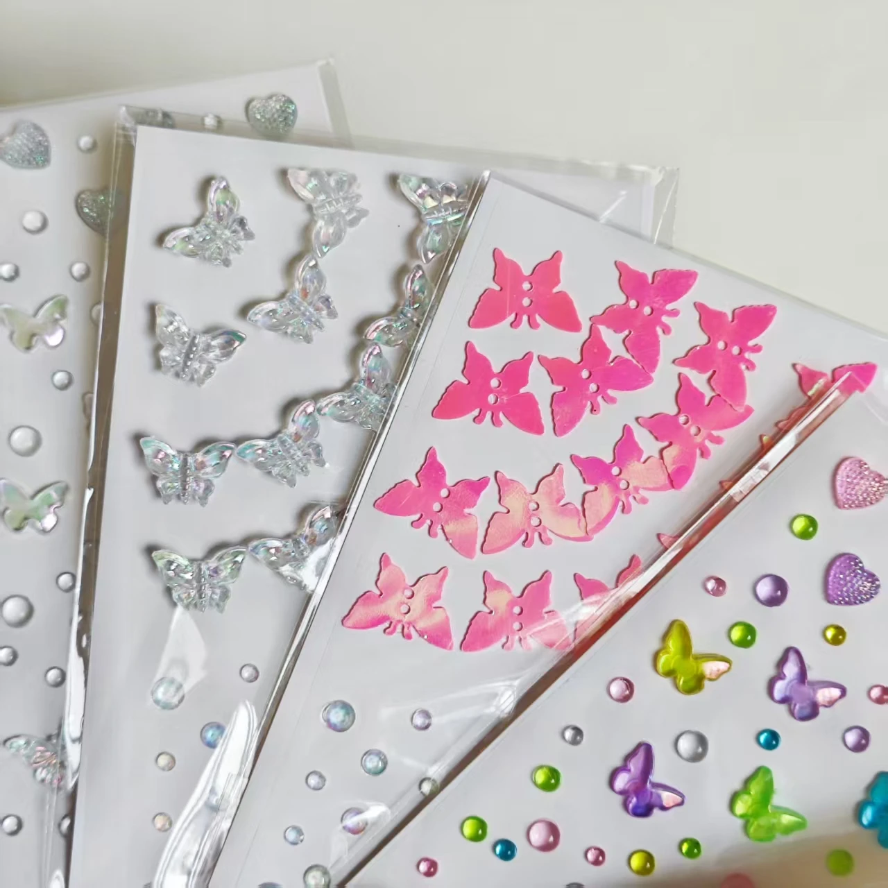 6 Pieces of Butterfly 3D Rhinestone Stickers, Kidsren's Face Stickers for Makeup and Stage Performance, Handmade Decorative DIY Diamond Stickers