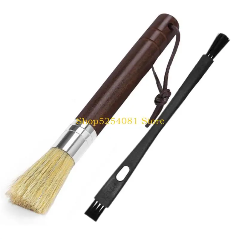 AXYC Coffee Grinder Cleaning Brush Ergonomic Handle Natural Bristles Espresso Machine Cleaner Brush Set for Bean Grains