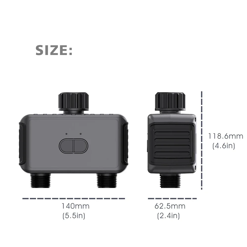T/uya Smart Home Garden Watering Timers Programmable 2-Outlet Sprinkler/Drip Irrigation Controller Rain Delay Water Valve