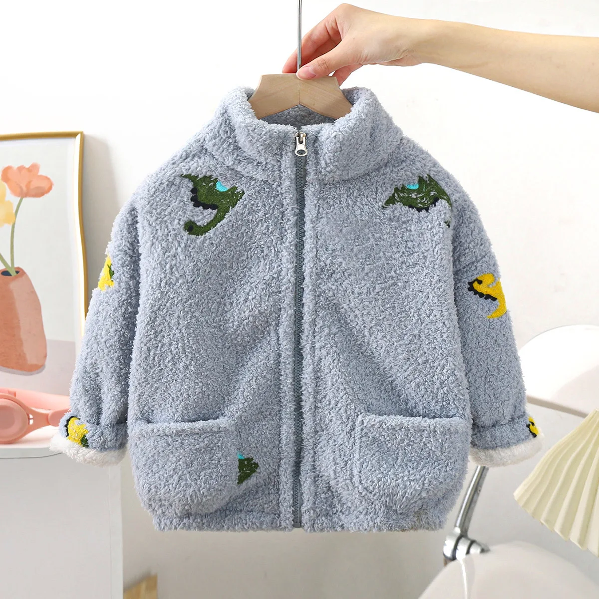 3-8 Years Children Coat Boys Girls Warm Thick Coral Flannel Winter Autumn Baby Plus Fleece Top Child Clothings Kids Coat Jackets