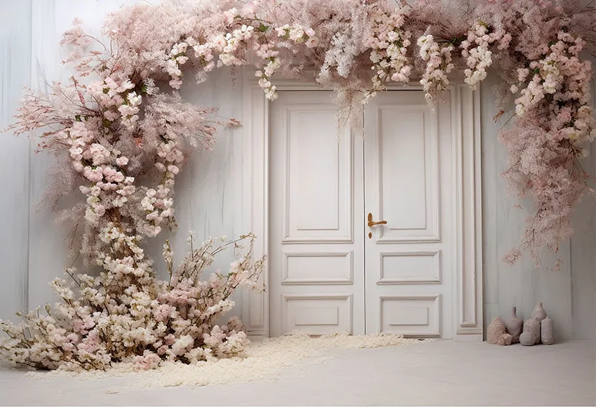 Mehofond التصوير خلفية ريفي الأزهار الأبيض الباب الكبار عيد ميلاد الزفاف الأمومة صورة ديكور خلفية استوديو الصور