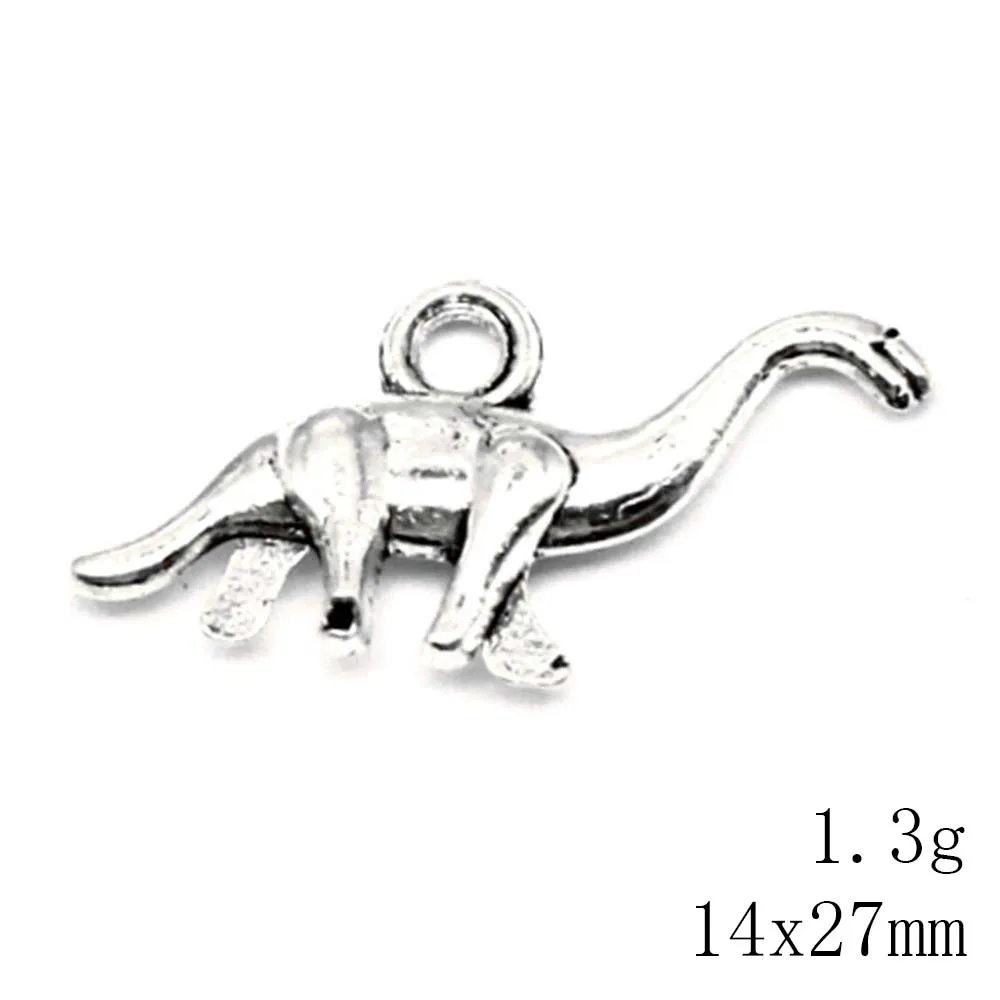 10pcs 14x27mm Dinosaur Charms Pendant Diy Hobbies And Crafts Materials Design Jewelri Antique Silver Color