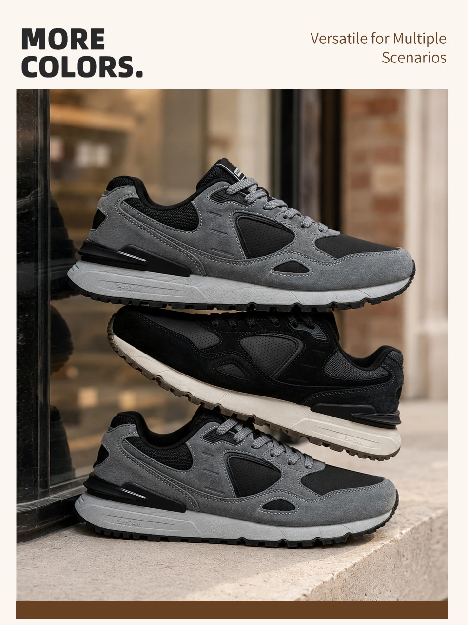 Baasploa Herren-Freizeitsneaker aus Leder, modische Turnschuhe für den täglichen Gebrauch, Lifestyle-Schuhe für Herren, neue bequeme Sportschuhe, rutschfest – Detail 4